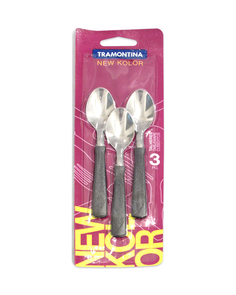 Set x3 cucharita de te  New Kolor Tramontina  acero/plástico  18,5cm