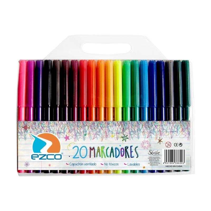 Marcadores X20 unidades varios colores - Ezco 