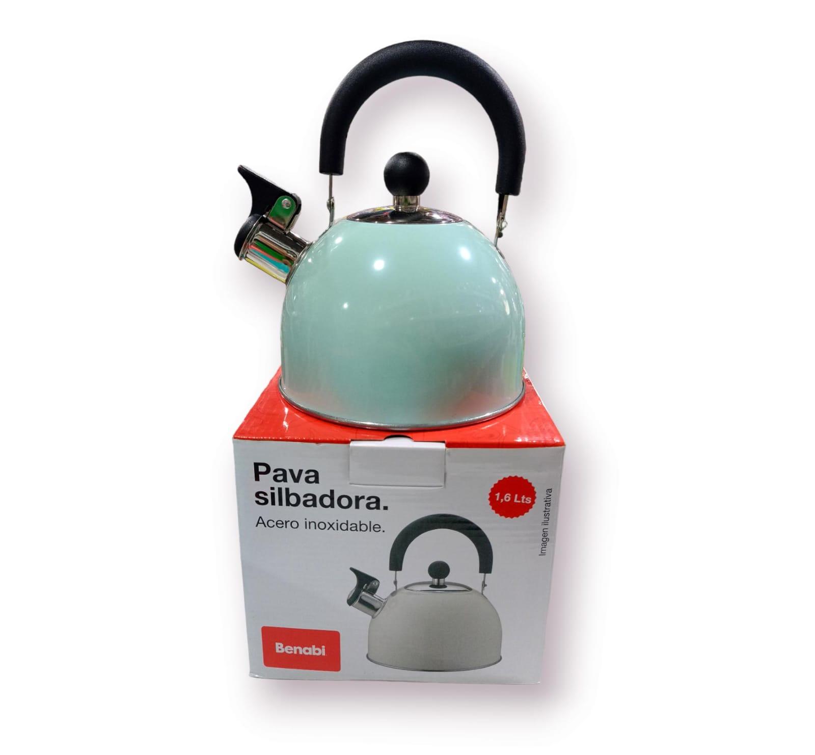 PAVA DE ACERO -SILVADORA- COLOR PASTEL- 1.6LTS