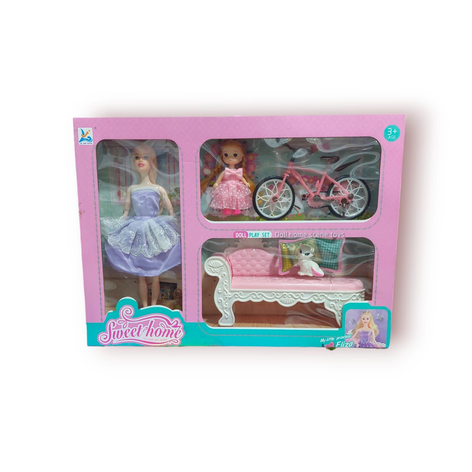 MUÑECA ARTICULADA +HIJA+ 3 ACCESORIOS- EN CAJA- 34X47CM