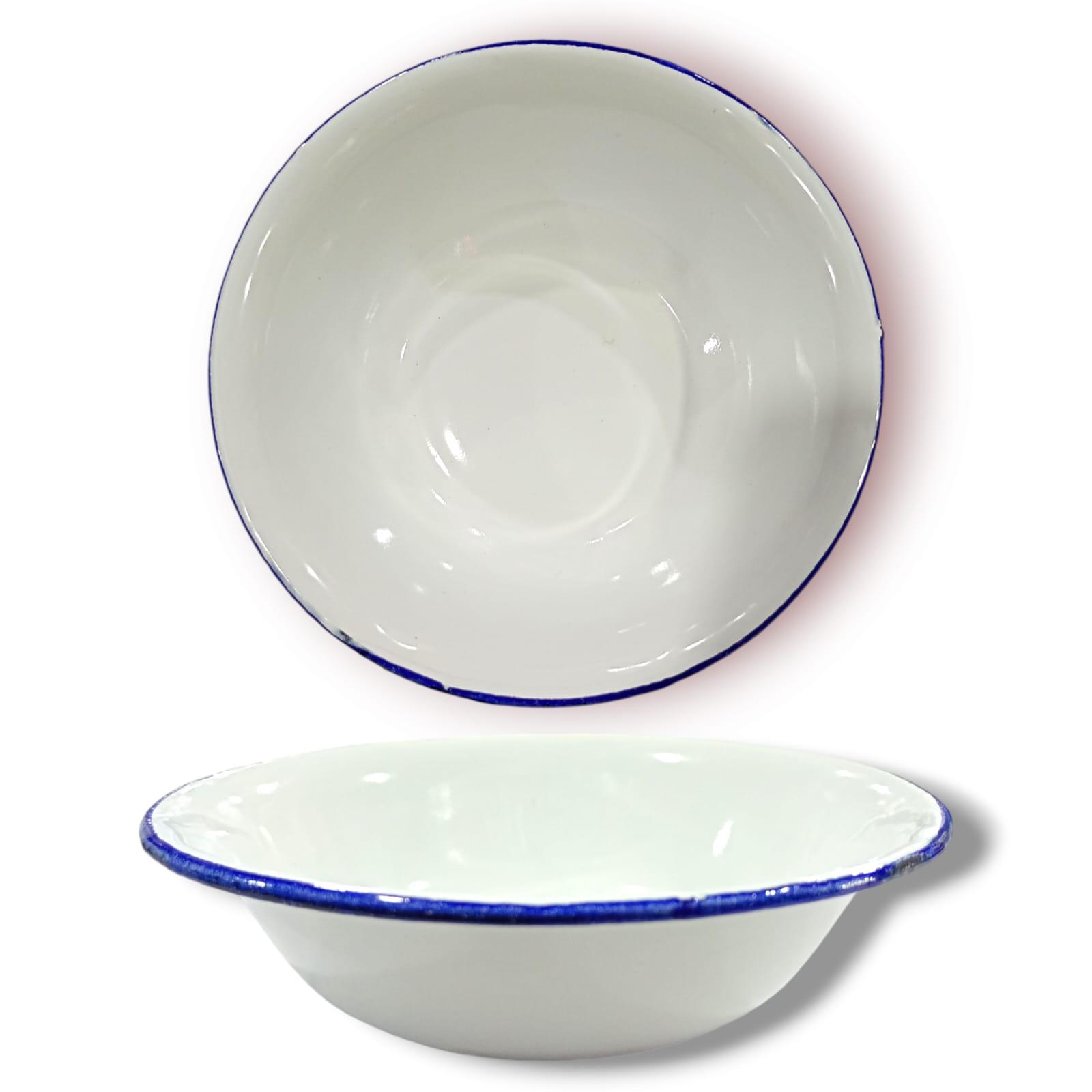 BOWL ENLOZADO BLANCO CON AZUL- 14CM