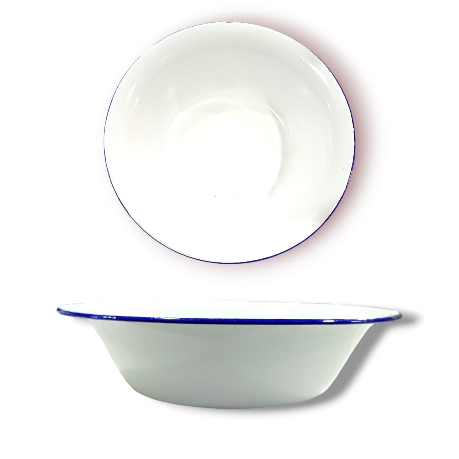 BOWL ENLOZADO BLANCO CON AZUL- 8X26CM