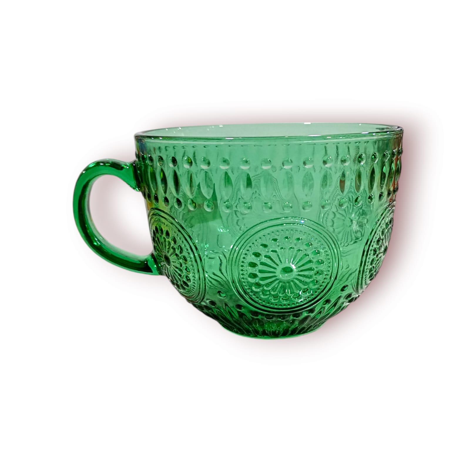 TAZON DE VIDRIO COLOR VERDE- 440ML - 8X11CM