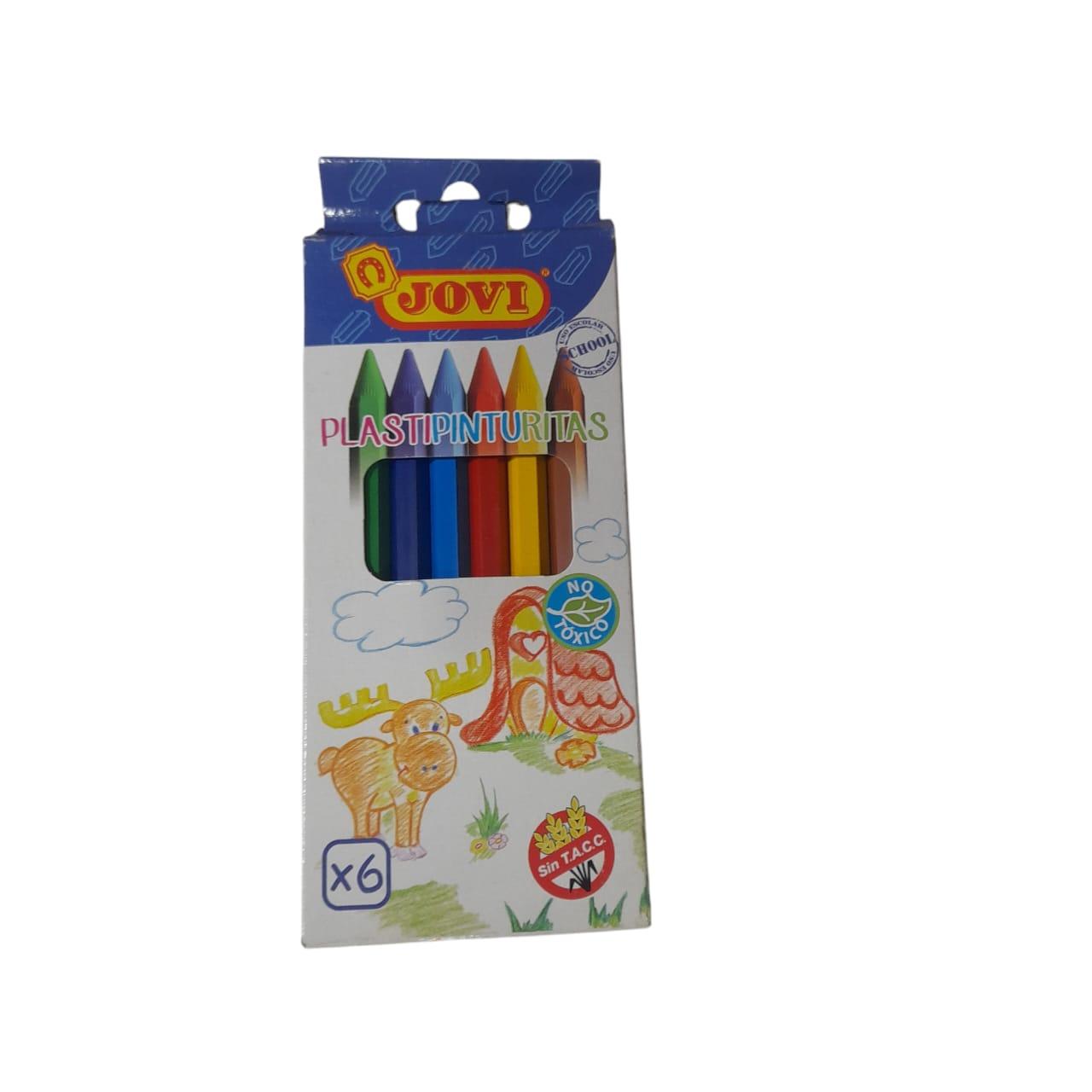 CRAYONES JOVI PLASTIPINTURITAS X 6 UNIDADES