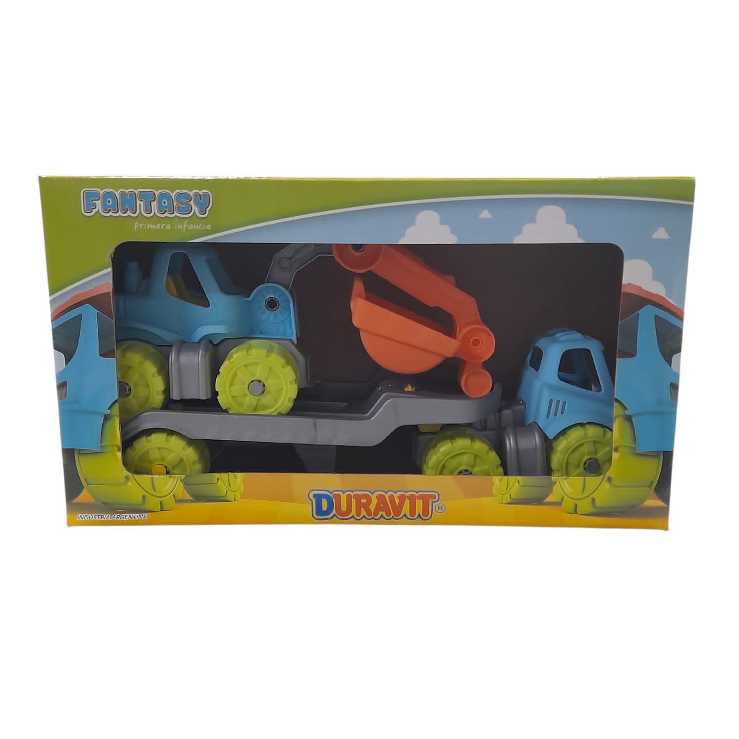 CAMION REMOLQUE + AUTITO EN CAJA DURAVIT