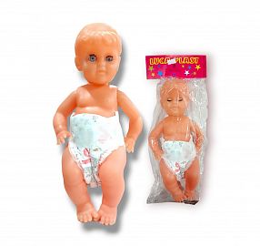 BEBE DE GOMA CON PAÑAL EN BOLSA 33CM